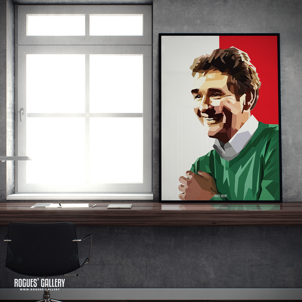 Brian Clough portrait Nottingham Forest Top One Red A2 print