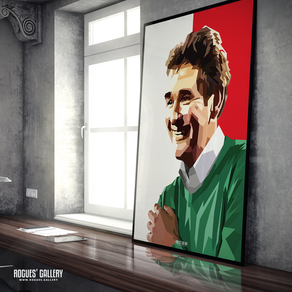 Brian Clough portrait Nottingham Forest Top One Red A1 print