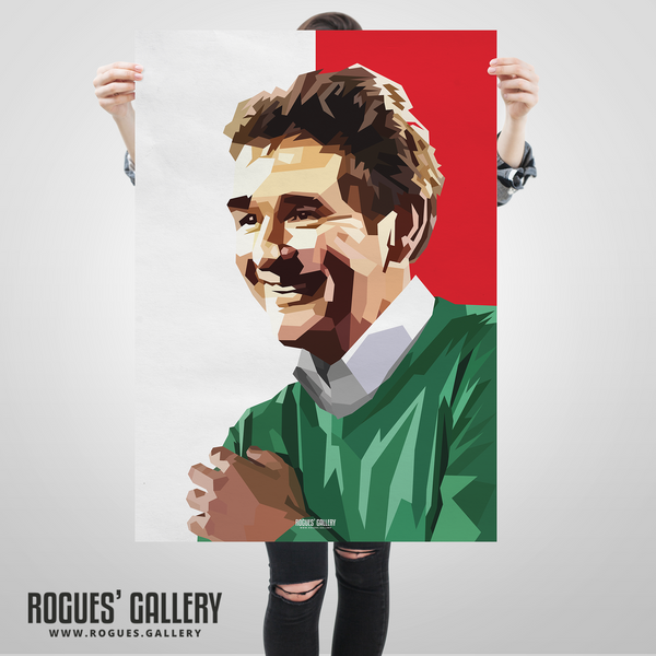 Brian Clough portrait signed Nottingham Forest memorabilia Top One Red poster autograph