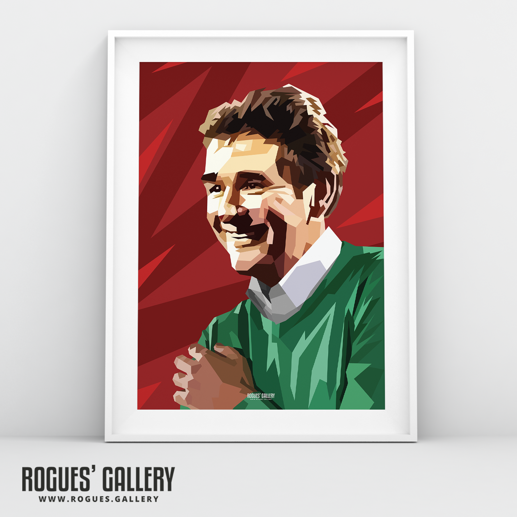 Brian Clough portrait Nottingham Forest Top One Green sweater A3 print