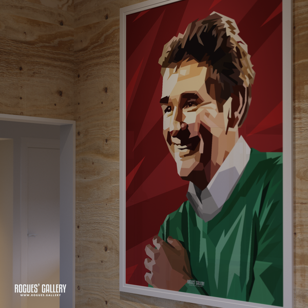 Signed Brian Clough portrait Nottingham Forest Top One Green sweater poster