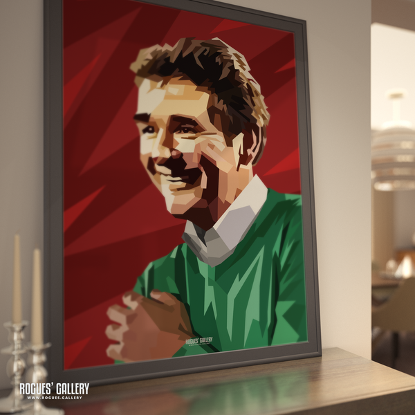 Brian Clough portrait Nottingham Forest Top One Green sweater A0 print