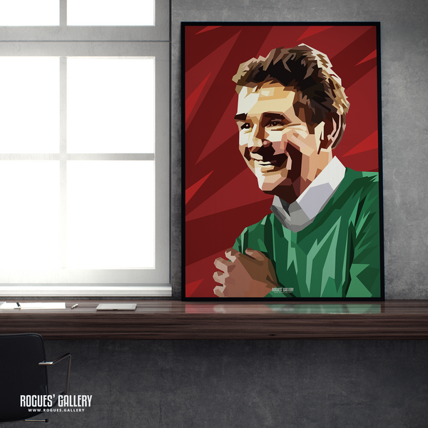 Brian Clough portrait Nottingham Forest Top One Green sweater A2 print