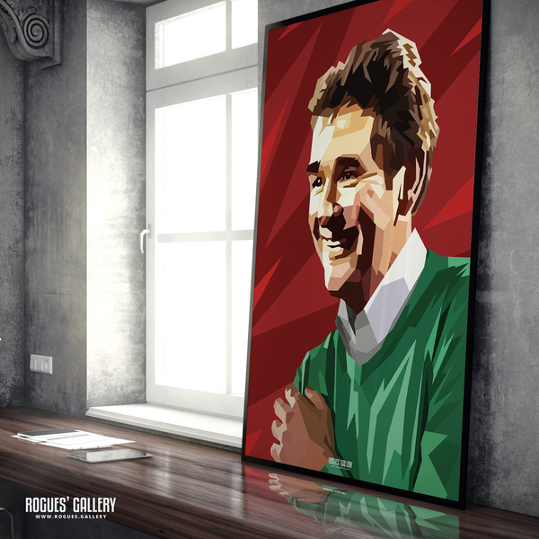 Brian Clough portrait Nottingham Forest Top One Green sweater A1 print