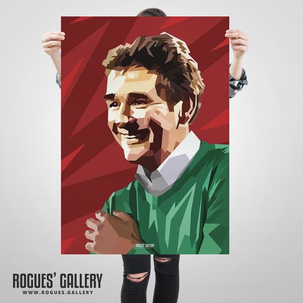 Brian Clough portrait Nottingham Forest memorabilia Top One Green sweater signed poster