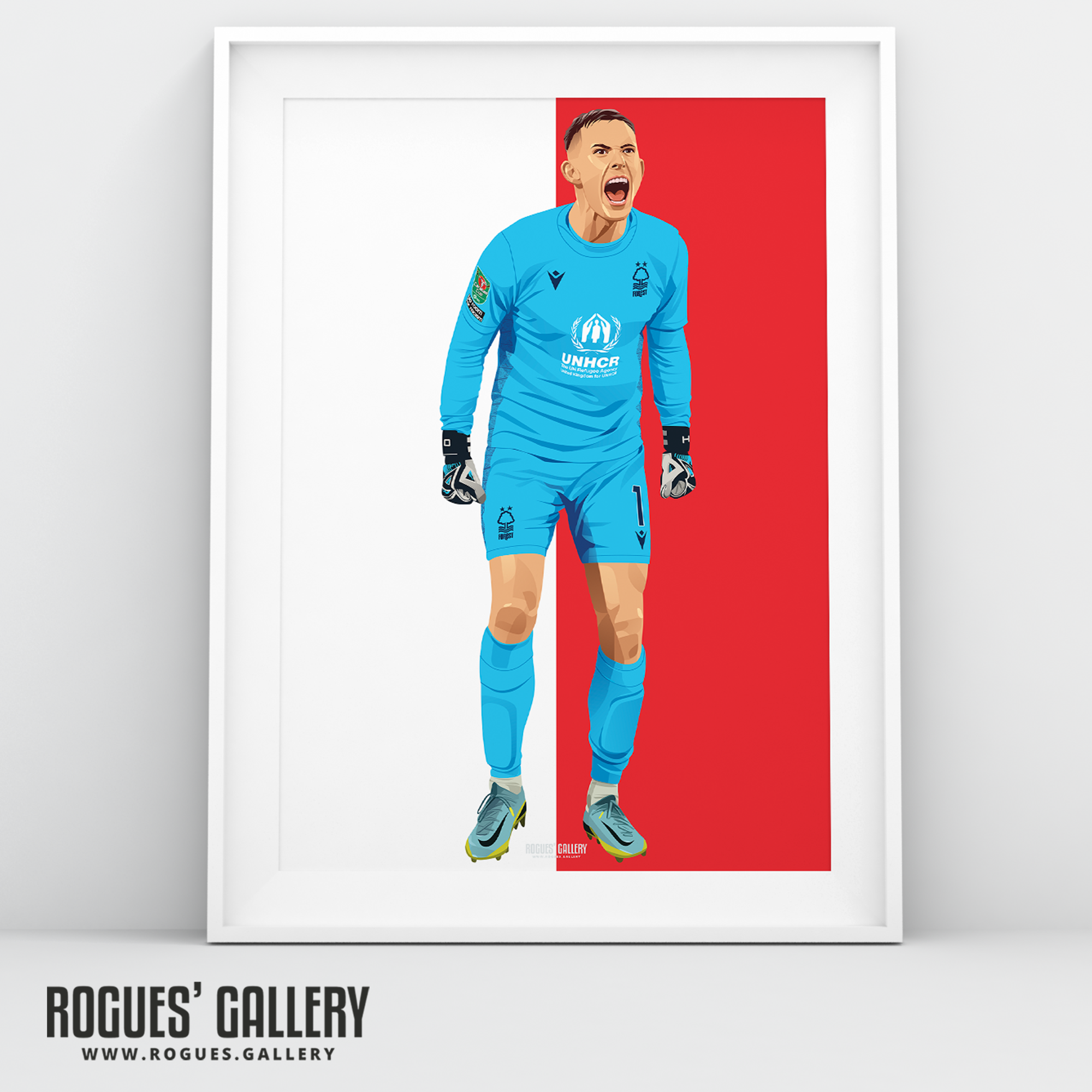 Dean Henderson Nottingham Forest goalkeeper a3 print red white