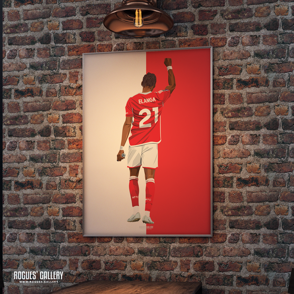 Anthony Elanga signed poster Nottingham Forest red