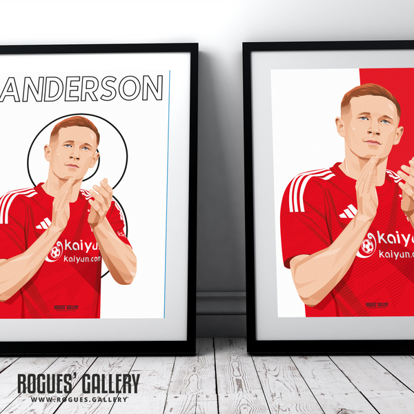 Elliot Anderson Nottingham Forest 8 midfielder famed pictures art signed