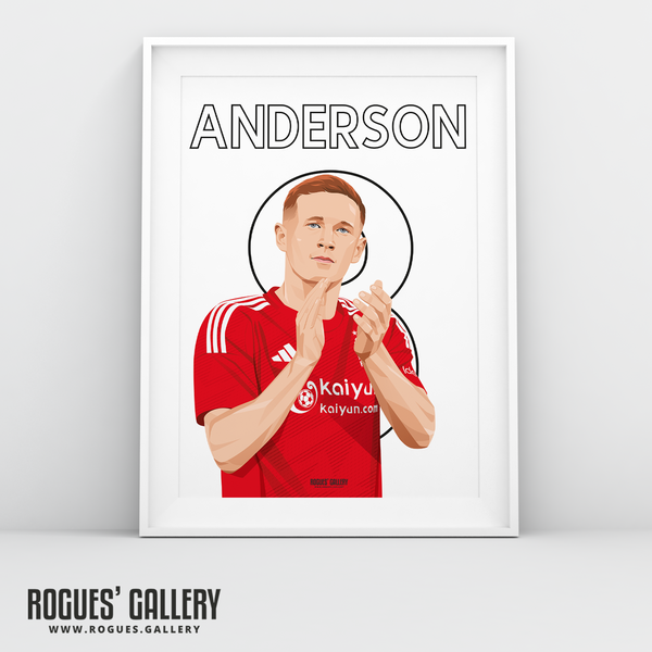 Elliot Anderson Nottingham Forest 8 midfielder A3 print