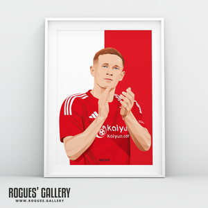 Elliot Anderson Nottingham Forest Red midfielder A3 print