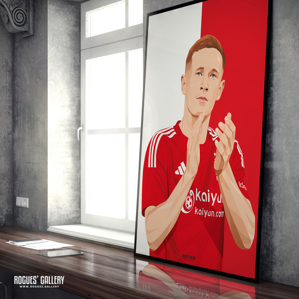 Elliot Anderson Nottingham Forest Red midfielder A1 print