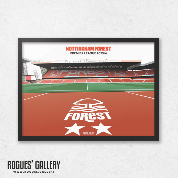 Nottingham Forest City Ground 2023/24 Brian Clough Stand A3 Designed To Be Signed