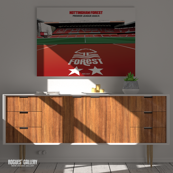 Nottingham Forest City Ground 2023/24 Brian Clough Stand poster Designed To Be Signed