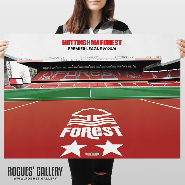 Nottingham Forest City Ground 2023/24 Brian Clough Stand A1 Designed To Be Signed
