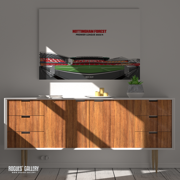 Nottingham Forest City Ground Panorama 2023/24 Hallowed Ground A2 Designed To Be Signed