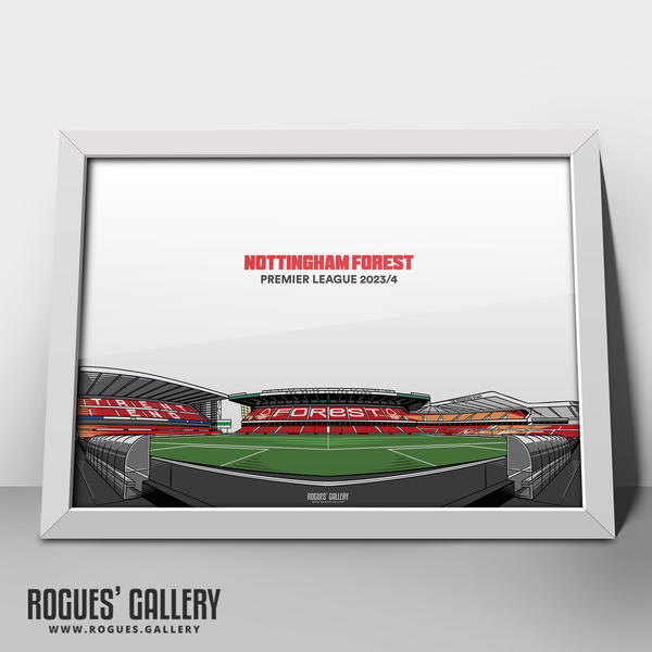 Nottingham Forest City Ground Panorama 2023/24 Hallowed Ground A3 Designed To Be Signed