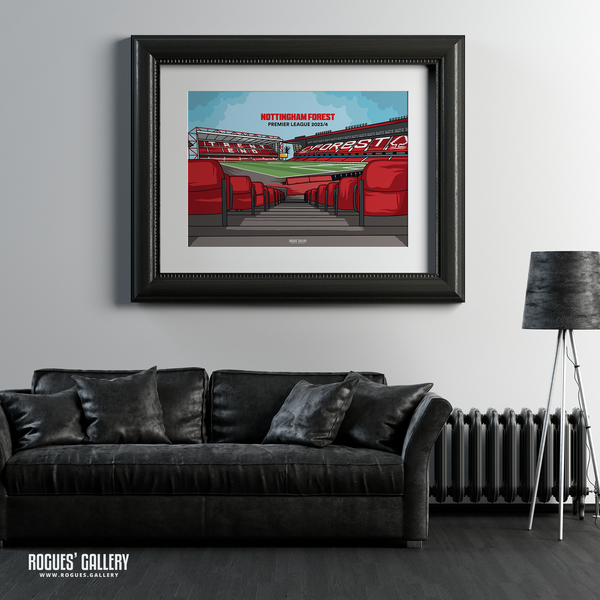 Nottingham Forest City Ground 2023/24 Hallowed Ground poster Designed To Be Signed