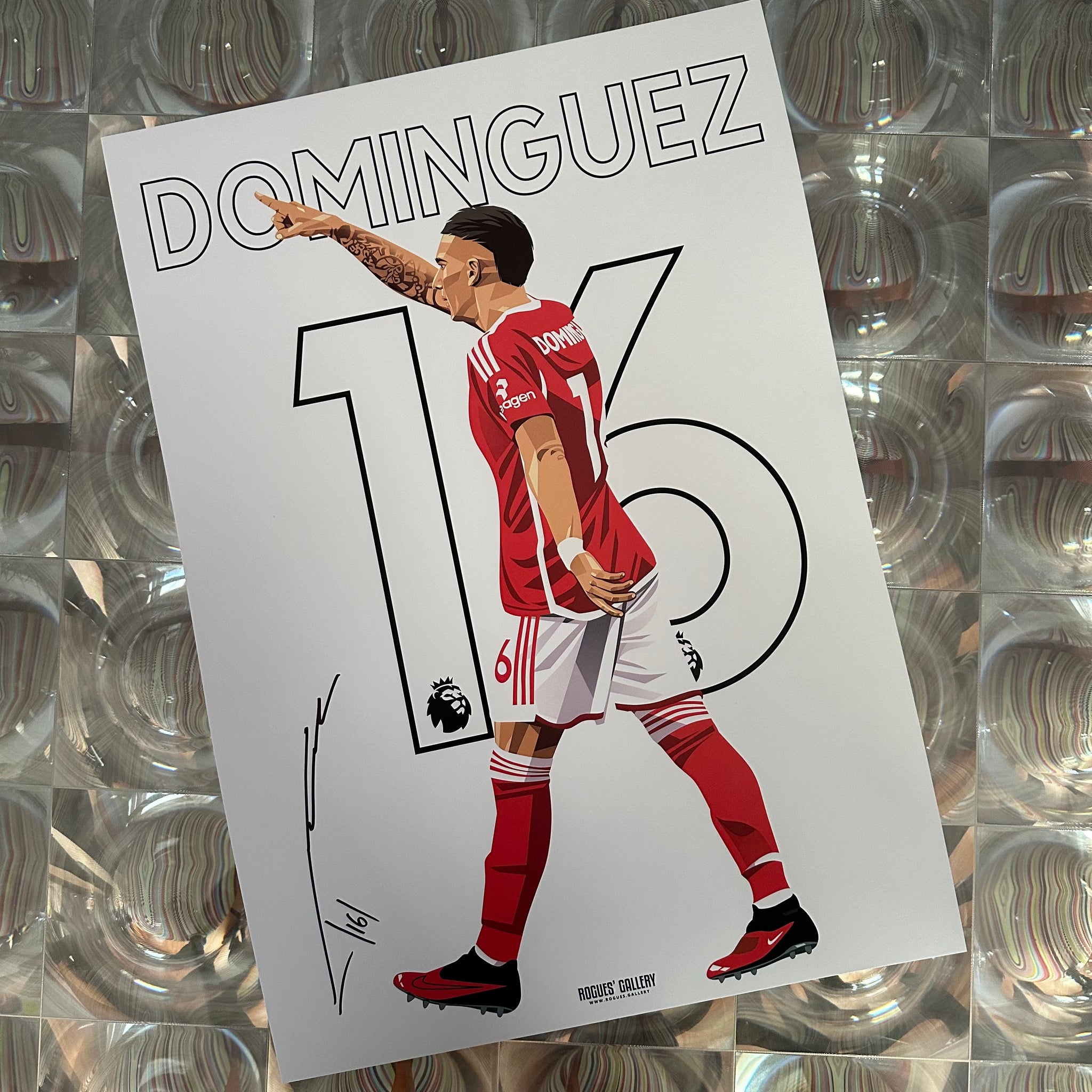 Nicolas Dominguez Nottingham Forest 16 signed A3 print