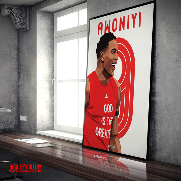 Taiwo Awoniyi Nottingham Forest striker A1 print Nigeria God 9