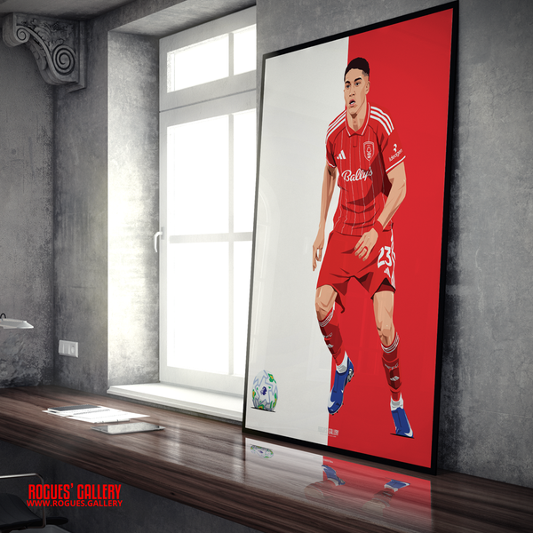 Jair Cunha Nottingham Forest defender red A1 print Brazil