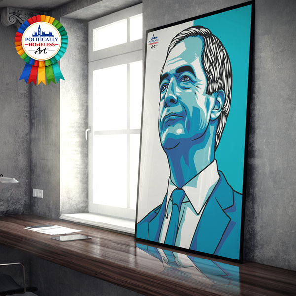 Nigel Farage Reform UK Leader modern portrait A1 print politically homeless art