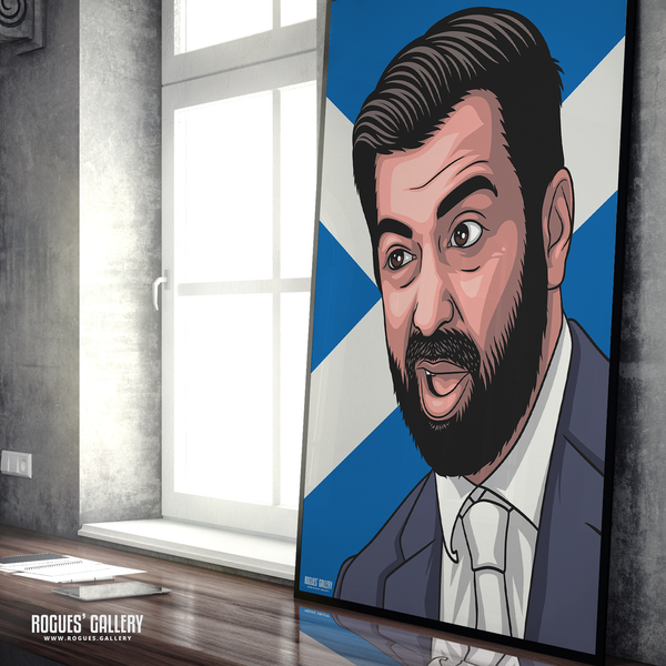 Humza Yousaf SNP Scottish First Minister A1 print useless 