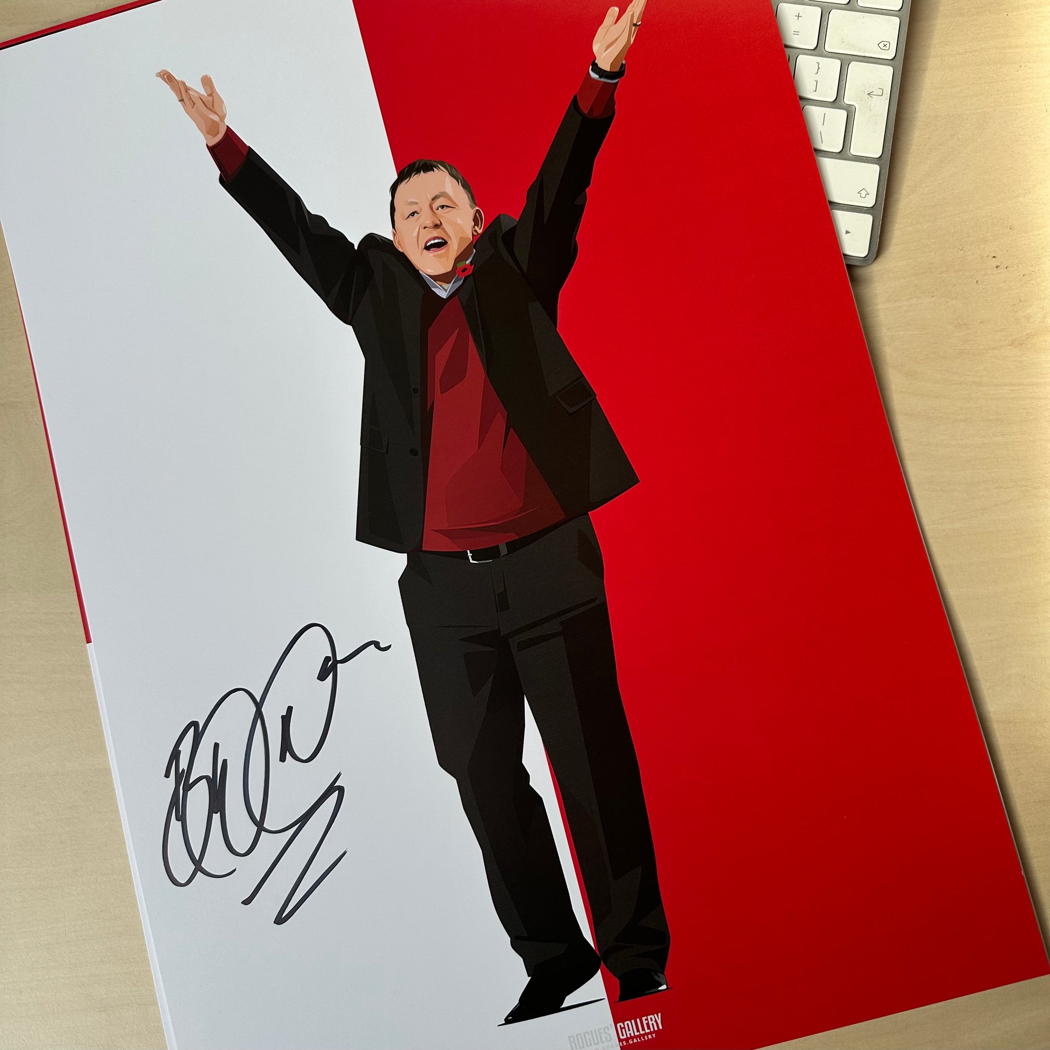 Billy Davies Celebrates - Former Nottingham Forest Manager - Signed A3 Prints