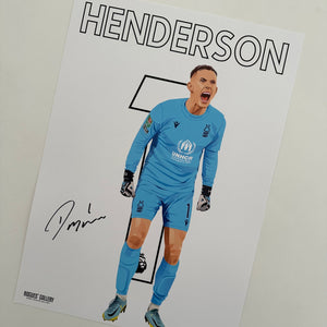 Dean Henderson signed Nottingham Forest goalkeeper a3 print name number