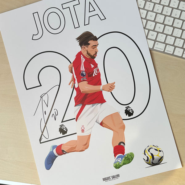 signed Jota Silva Nottingham Forest forward A3 print