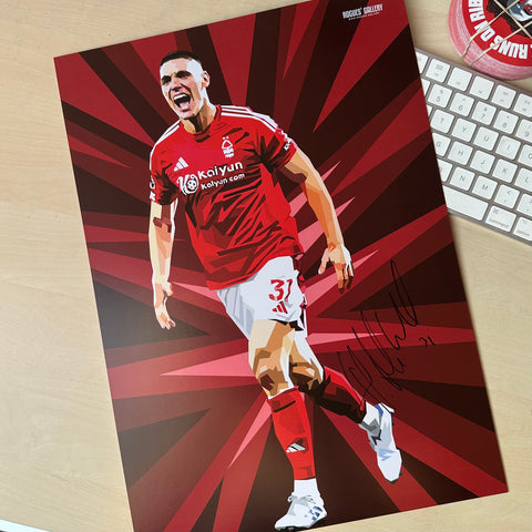 Nikola Milenkovic defender Serb Nottingham Forest signed A3 print modern art