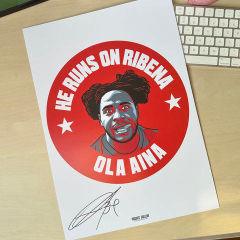 Signed Ola Aina Nottingham Forest full back 34 A3 print Ribena GBTL
