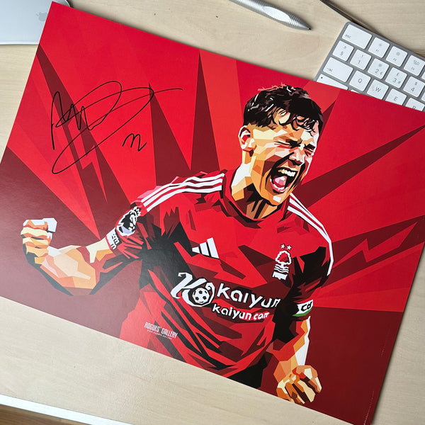 Peak Ryan Yates - Nottingham Forest - Signed A3 Modern Art Prints