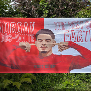 Morgan Gibbs-White Nottingham Forest fan flag City Ground