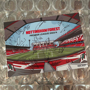 Signed Nottingham Forest City Ground 2023/24 Sweet Home A3 Designed To Be Signed