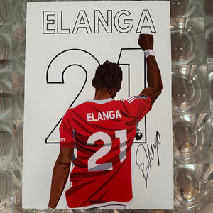 Anthony Elanga Nottingham Forest 21 signed A3 print