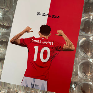 Morgan Gibbs-White Nottingham Forest midfielder 10 Best on earth signed A3 print