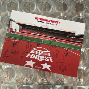 Signed Nottingham Forest City Ground 2023/24 Brian Clough Stand A3 Designed To Be Signed