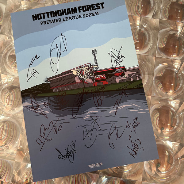 signed Nottingham Forest City Ground 2023/24 Trent A3 Designed To Be Signed
