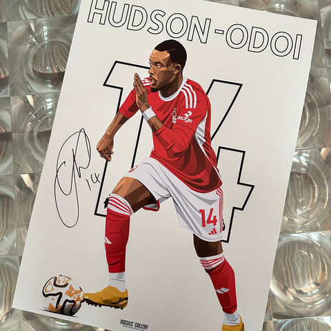 Callum Hudson-Odoi Nottingham Forest winger 14 signed A3 print