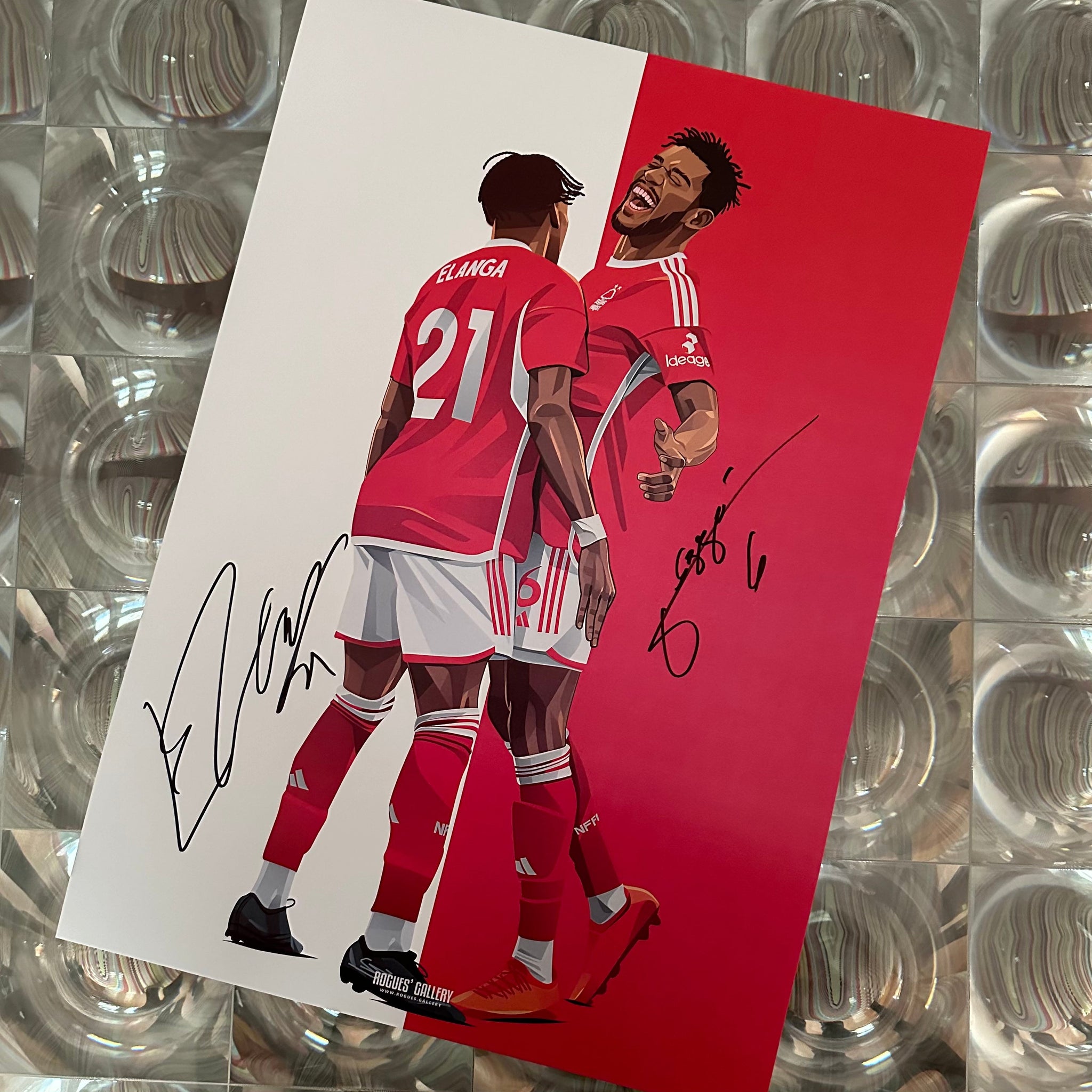Ibrahim Sangare Anthony Elanga Nottingham Forest signed A3 print memorabilia
