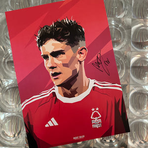 Ryan Yates Nottingham Forest signed A3 print modern art midfield