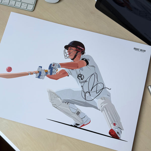 Harry Brook - England Cricket Star - Signed A3 Ashes Tour Prints