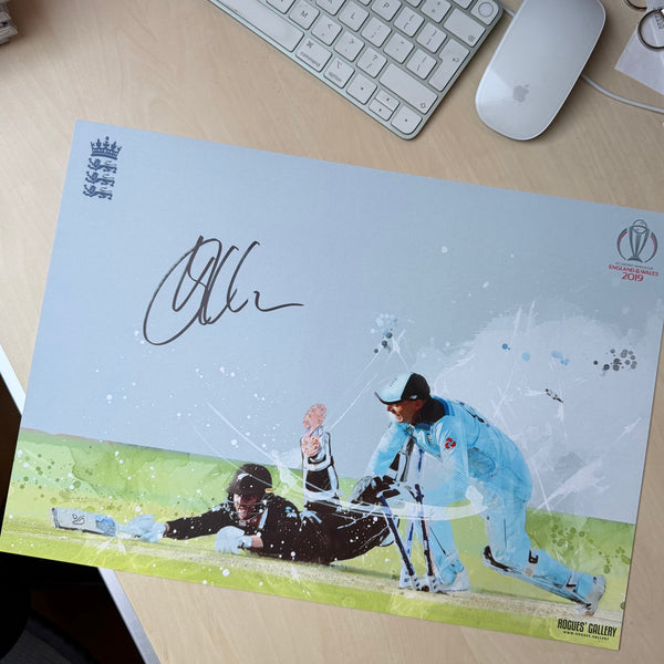 That Run Out by Jos Buttler - England CWC2019 Winners - Signed A3 Print