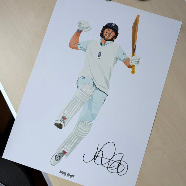 Celebrating Another Ton - Joe Root - England Cricket Captain & Legend - Signed A3 Prints