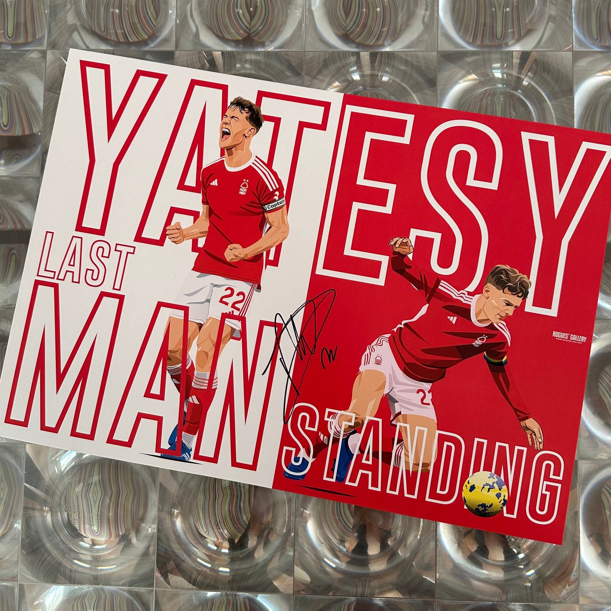 Ryan Yates Nottingham Forest signed A3 print modern art midfield captain last man standing