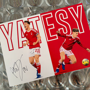 Ryan Yates Nottingham Forest signed A3 print modern art midfield captain standing