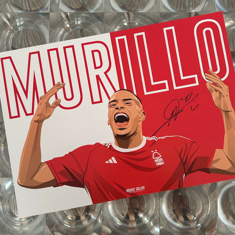 Murillo Nottingham Forest celebrates signed A3 print