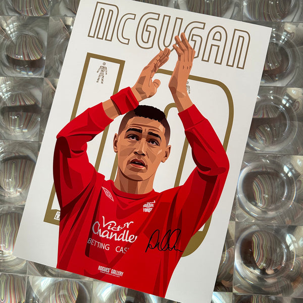 Lewis McGugan Nottingham Forest signed A3 print City Ground