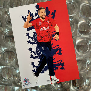 Chris Woakes signed England print all rounder World Cup