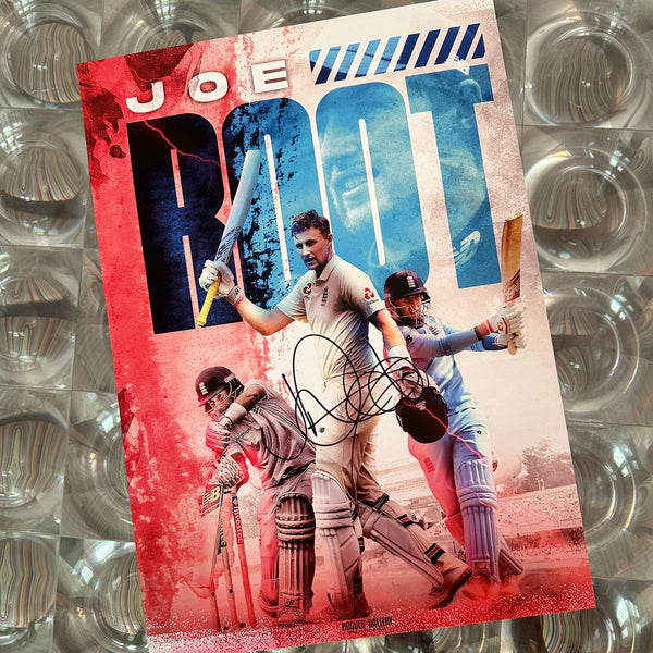 Signed Joe Root England cricket A3 print